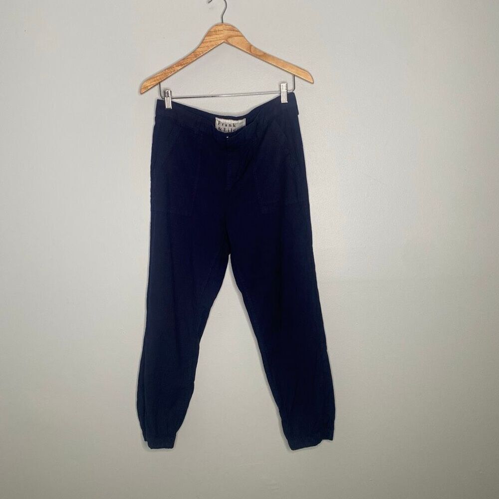 Frank & Eileen Jameson Cotton Linen Joggers - Navy Blue - Size 8
